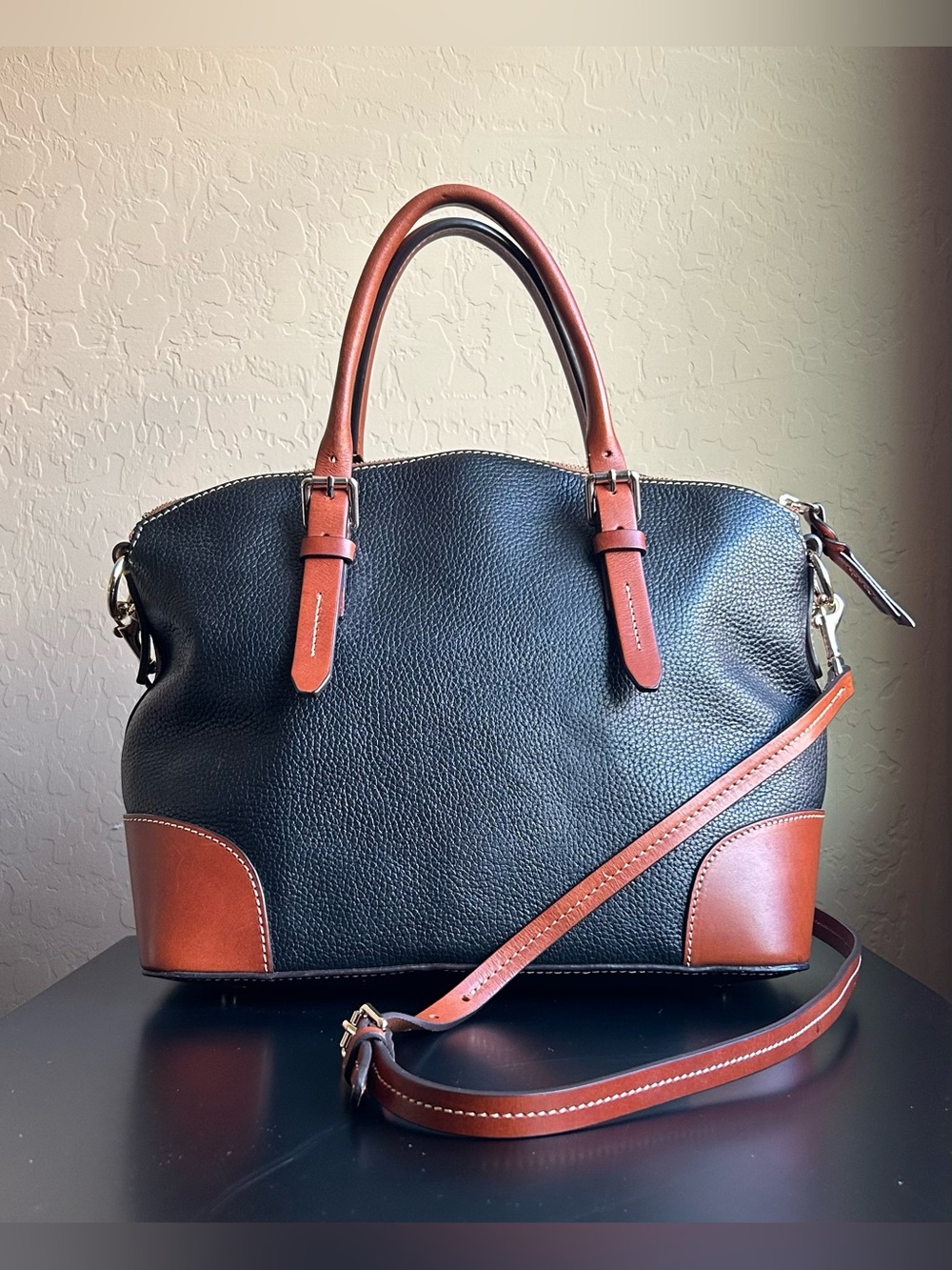 Dooney & Bourke Pebble Grain Domed Satchel in Black - Picture 3 of 9